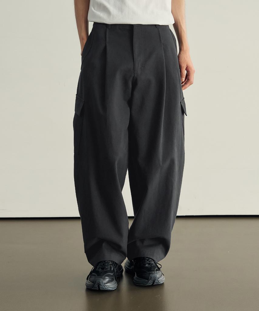 ROTEMBER [Daily Room X Rotember] Balloon Leg Mill Wide Cargo Pants [Charcoal]