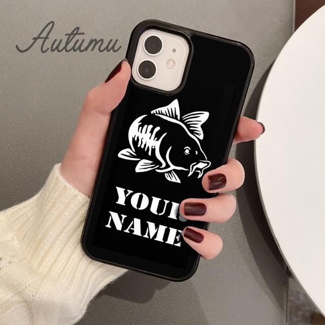 Fish Repeat Personalised Name Carp Phone Case for iPhone 17 Air 15 16 16e 11 12 13 14 Pro Max Plus Cover coque Fundas