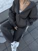 2025 Damen Einfarbiger Kapuzen-Cardigan und Jogger-Set - Europäischer & Amerikanischer Stil Zweiteiler