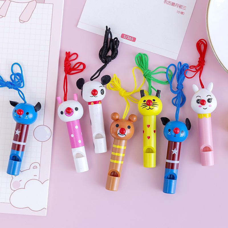 Children's Cartoon Wooden Whistle Lanyard for Outdoor Events & Sports