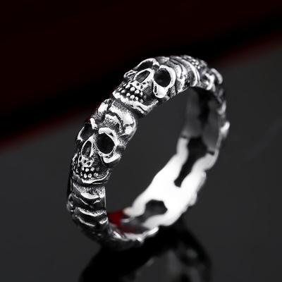 Titanium Steel Skull Head Ring Punk Style Fashion Jewelry