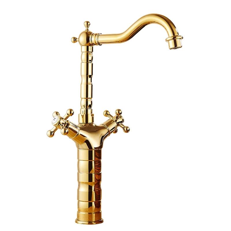 Gold Basin Faucet Bathroom Deck Mounted Dual Handles Black Bathroom Sink Faucet Antique Kitchen Mixer Taps Chrome