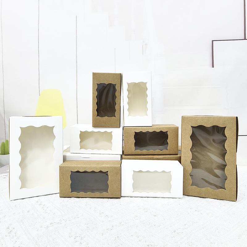 Scatola Pieghevole Trasparente Kraft con Finestra per Cupcake, Caramelle, Biscotti o Macaron