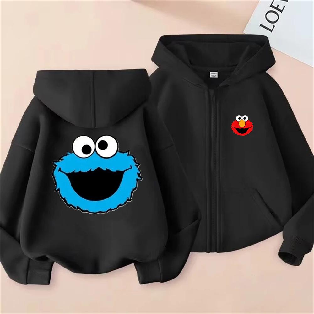 Fashion SESAME STREET Sweatshirts Elmo Zip Up Hoodie Children Clothes Kid Girl Boy Sweatshirt Zipper Hoody Baby Casual Top
