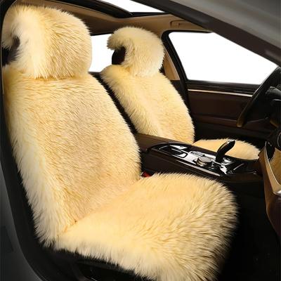 Grote mier schapenvacht stoelhoezen, strak design, volledige maat autostoelkussen, zachte lange wollen warme zitkussenhoes, winterbeschermer, universele pasvorm voor auto's