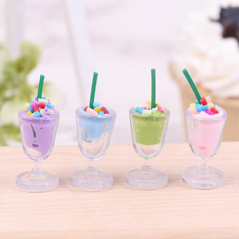 Mini Milkshake Ice Cream Lemon Milk Fruit Tea Water Cup Strawberry Banana Miniatures Dollhouse Accessories Cups Kitchen Toys