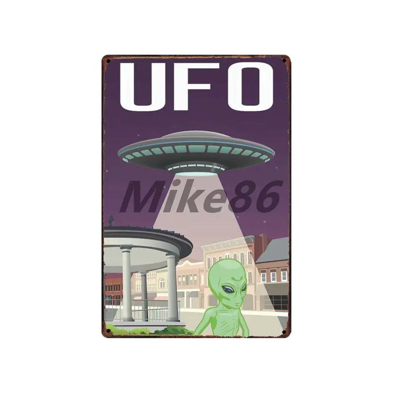 [ Mike86 ] Wanring AREA 51 I WANT TO BELIEVE UFO Aliens Metal Sign Wall Plaque Poster Custom Painting Room Decor Art LT-1695