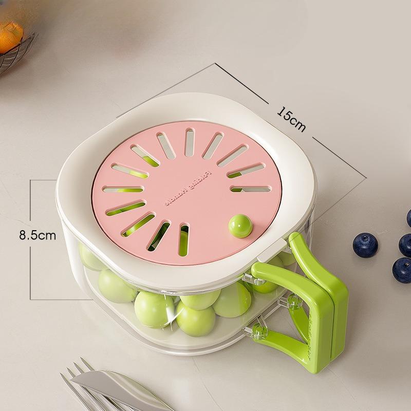 

2-in-1 Double-Layer Drain Basket Foldable Handle Fruit Drainer Container Fruit and Vegetable Washing Bowl Multi-Functional Food Strainer Refrigerator