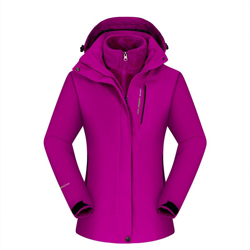 Winter  Women's 3 In 1 Thick Hiking Jacket Fleece Waterproof Winter Windbreaker Outdoor Warm Camping Jacket Windproof Coats