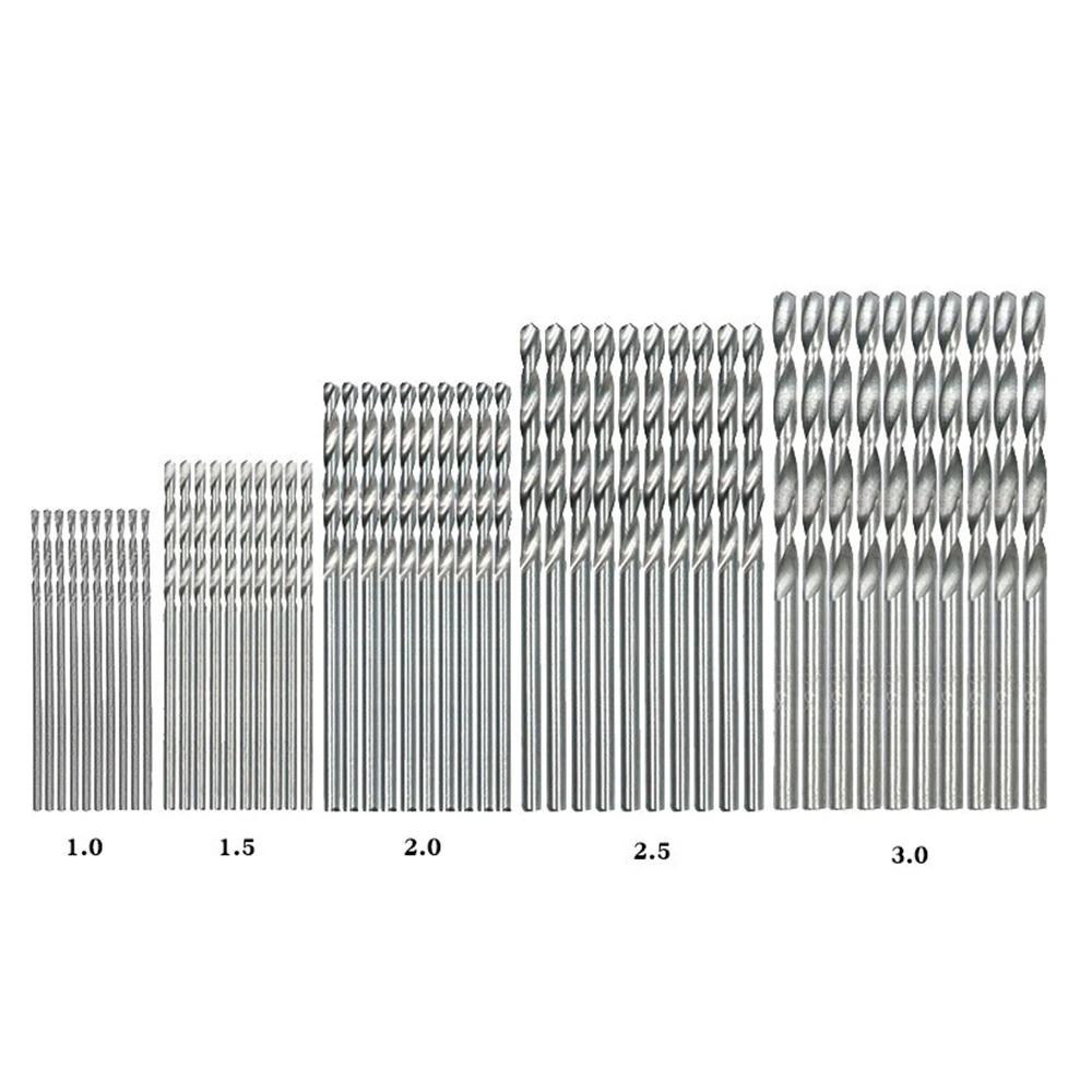 Xiaomi High Speed Steel 50pc Natural Color Small Twist Drill 1-3mm White Straight Shank Drill Bit Electric Drill DIY Woodwork Tool Set