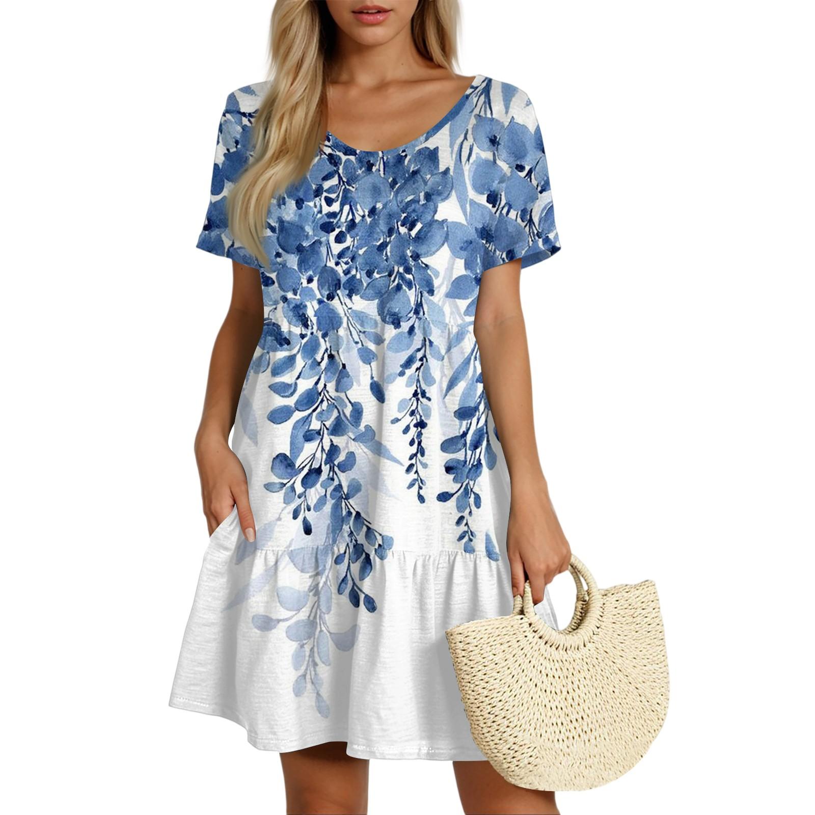 

Women s Casual Fashion Round Neck Neck Short Sleeve Vintage Cake Dress L