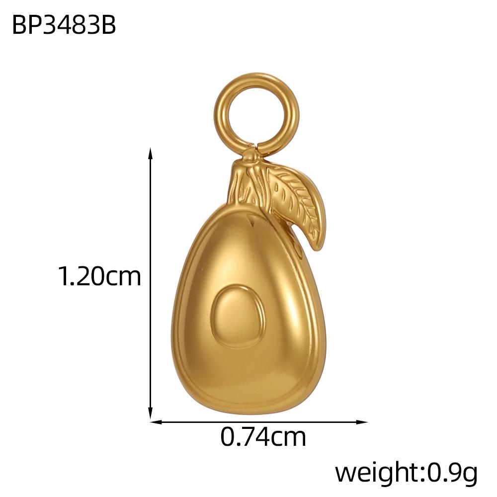 CARLIDANA Fruit Gold Plated Pineapple Avocado Strawberry Grape Pendant Stainless Steel Charms Accessories DIY Jewelry for Women