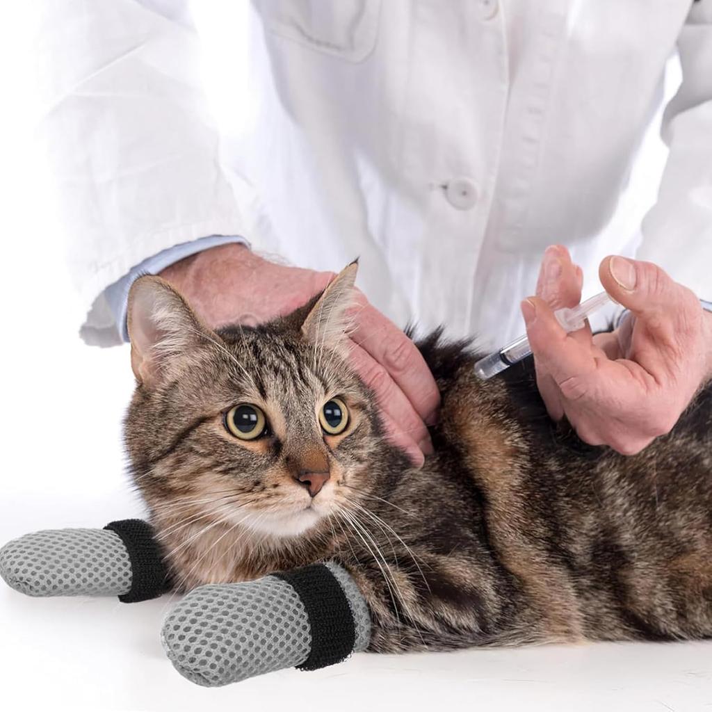 4 PCS Cat Mittens to Prevent Scratching, Adjustable S Size Cat Booties to Prevent Scratching, Breathable Mesh Shoes, Prevent Scratches, Suitable for