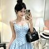 #Summer new pure desire storm point splicing streamer sling vest slim fixed with chest pad top