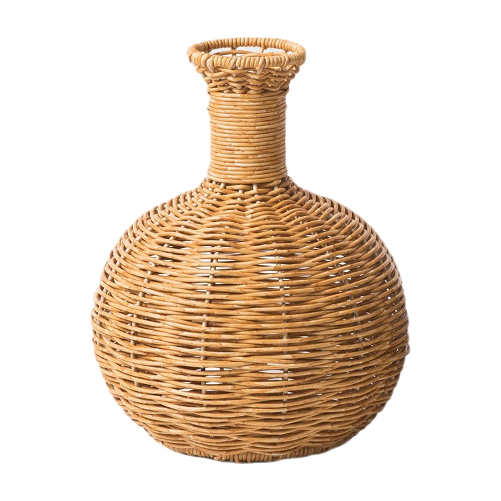 

Handwoven Weave Vase Plastic Rattan Chinese Retro Indoor Desktop Creative Home Floral Arrangement Flower Basket Home Decorations