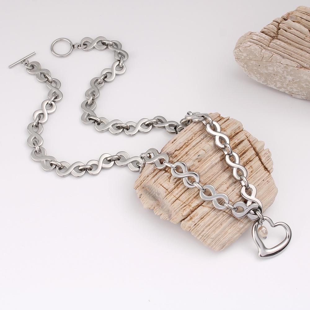Custom Titanium Heart Pendant OT Clasp Necklace: Hip Hop Stainless Steel Polished Chain