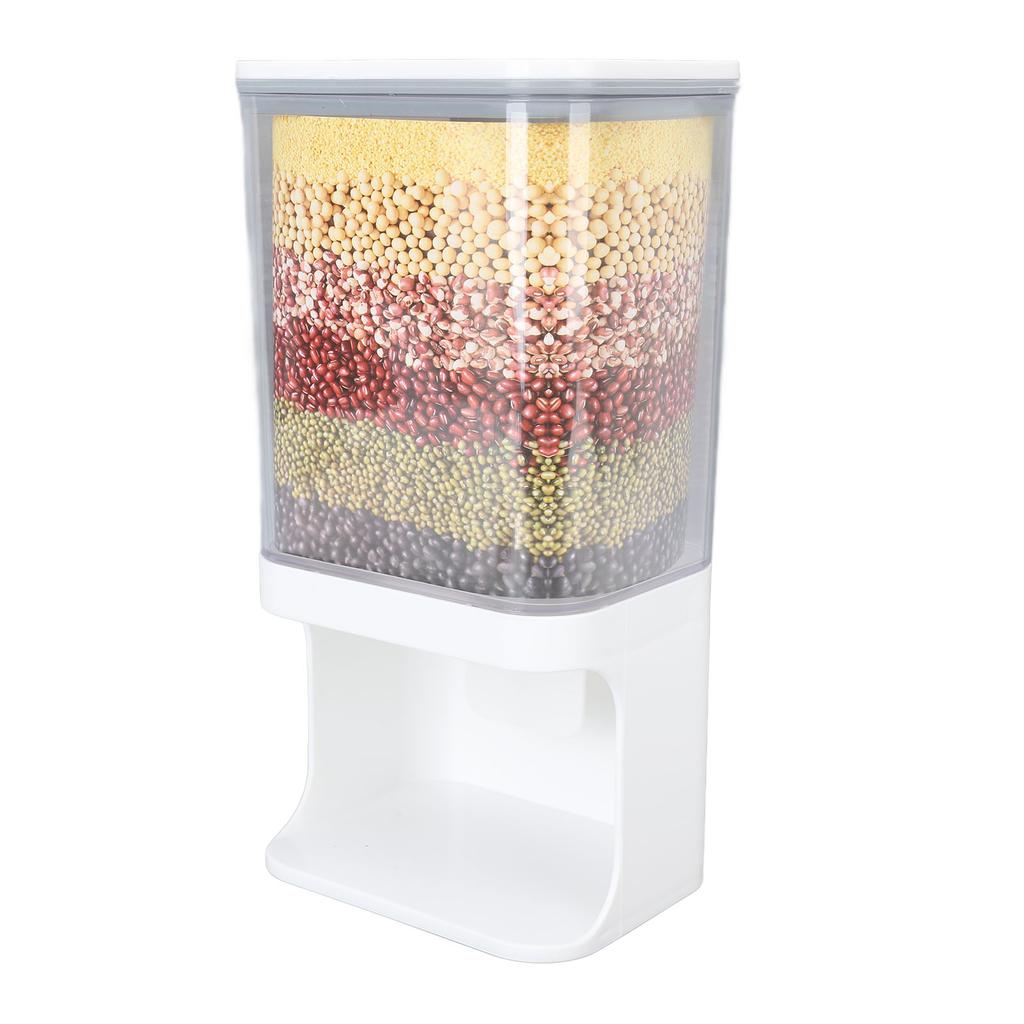 Rice Container tight Storage Dispenser Wall Mounted ed Bucket Press Type Kitchen Supplies