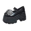 Fashion Fashion Crystal Platform Pumps for Women 10cm High Heels Mary Jane Shoes Woman Goth Thick Heeled Black Party Shoes Ladies