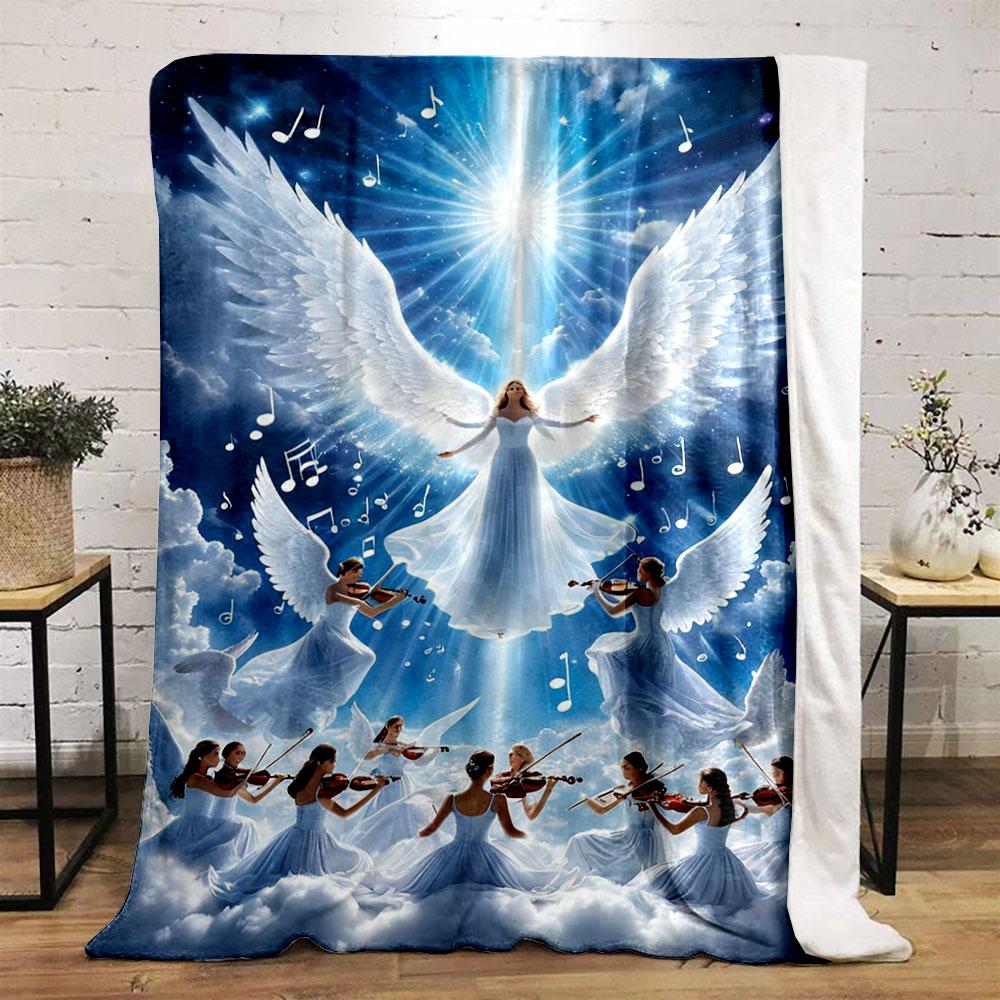Angelic Violin Choir Blanket  Printed Blanket for Living Room Bed Couch lunch break Soft Cozy Blanket for Friend's festival Gift