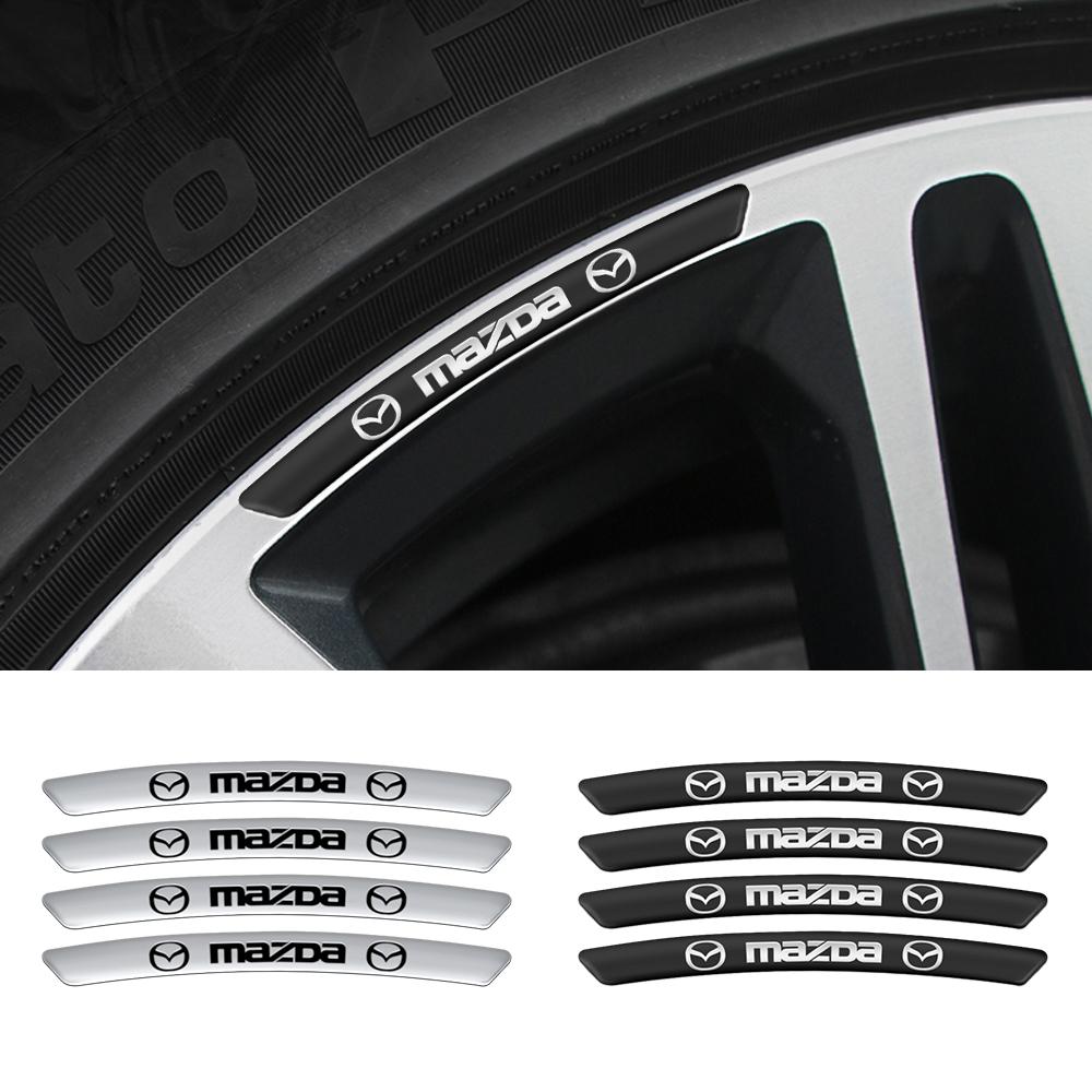 4pcs Aluminum Car Badge Wheel Hub Stickers Auto Rims Decoration Decal For Mazda Speed 3 5 6 BK CX-3 CX-5 CX7 CX-7 Demio Axela MS NH7