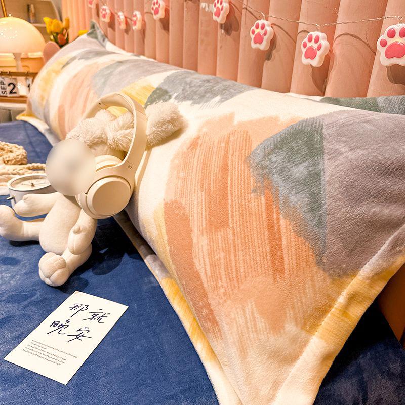 Plush Rectangle Pillowcase 48x120/150/180cm 50x90 Soft Coral Fleece Cute Cushion Cover Envelope Closure Design Home Pillowslip