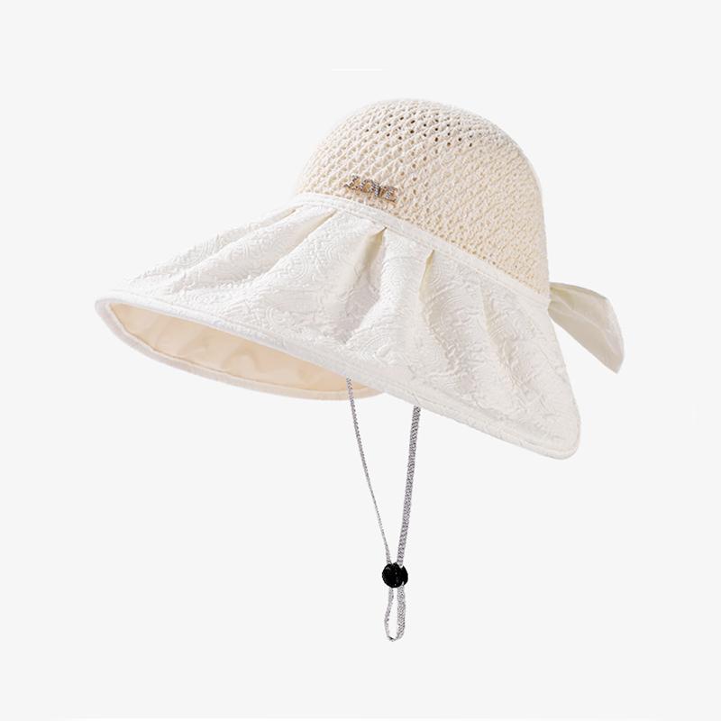 

Versatile Hat Style Wide Brimmed Sweet Bow Womens Sunbonnet Hatscaps білий