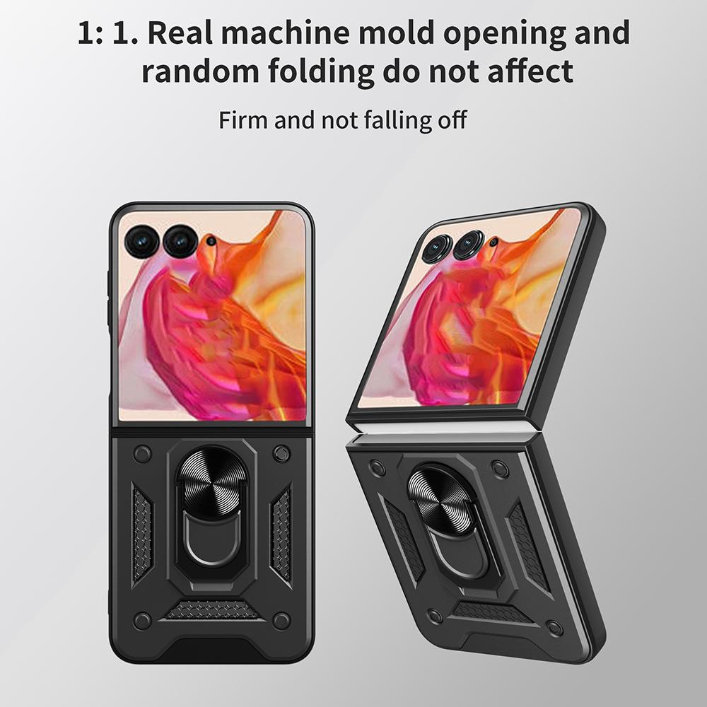 Funda for Motorola Razr 50 Ultra Case Armor Slide Camera Ring Stand Protective Cover for  Motorola Moto Razr 50 Ultra Capa