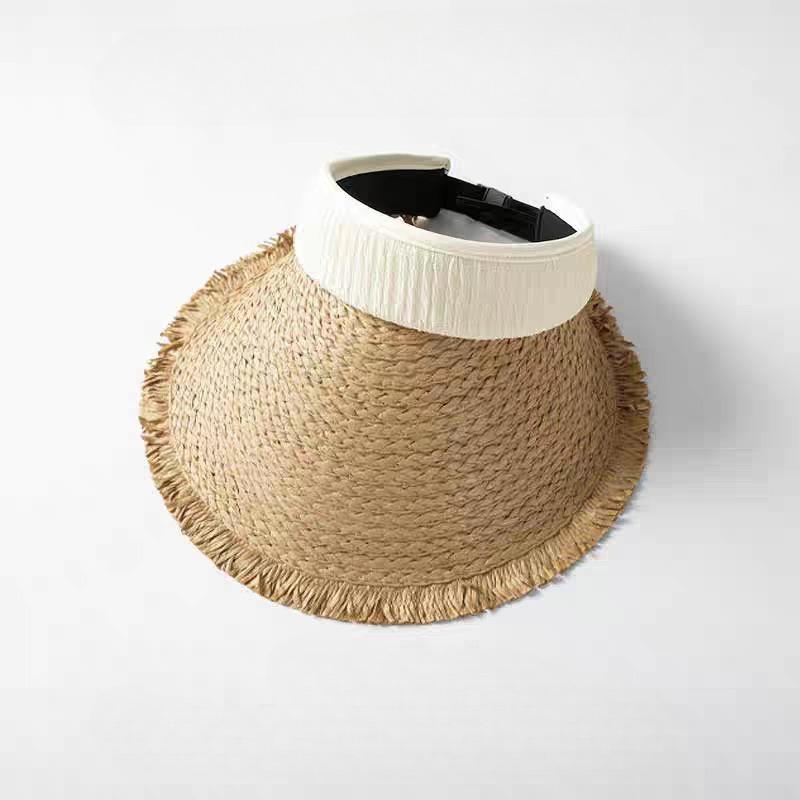 Sunscreen Empty Top Straw Hat Brim Ultraviolet Summer Seaside Women's Vacation Sun Hat New 2025 Large Straw Hat