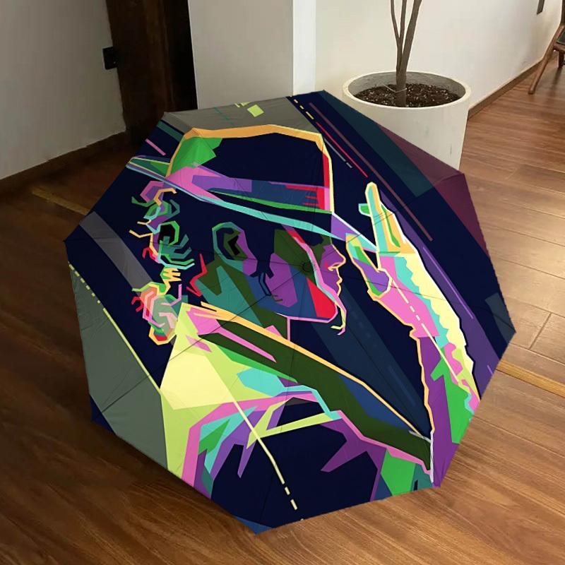 1pc Michael Joseph Jackson Automatic Folding Umbrella, Portable Collapsible Design, Casual Outdoor Accessory L1127043