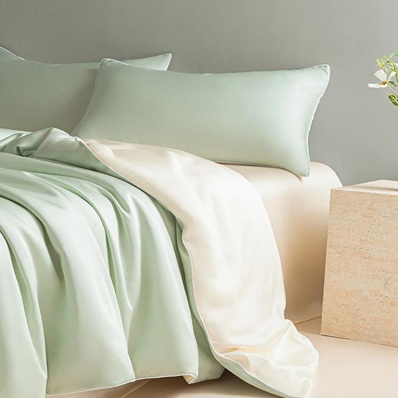 Jednobarevná dvoutónová praná ledově hedvábná ložní souprava letní chladivý pocit prostěradla moderní jednoduché měkké prodyšné sady přikrývek