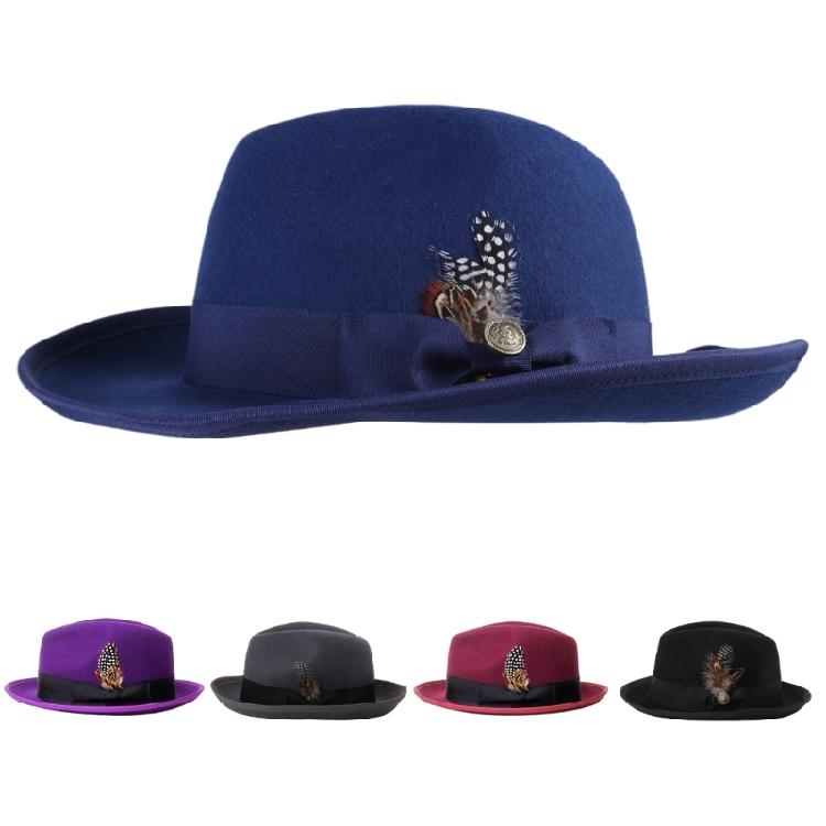 Unisex Woolen Felt Panama Hat Masquerade Ball Fedora Hat Role Playing Party Hat