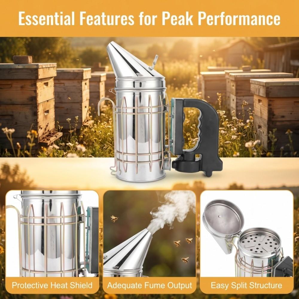 2 Pcs Set Stainless Steel Electric Beehive Smoker Beehive Smoking Tool  Beehive Maintenance