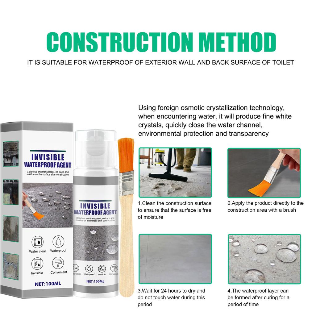 Invisible Waterproofing Agent Isolation Sealant Emulsion 30/100ml Long Lasting Agent for Bathrooms Walls Tiles Roof
