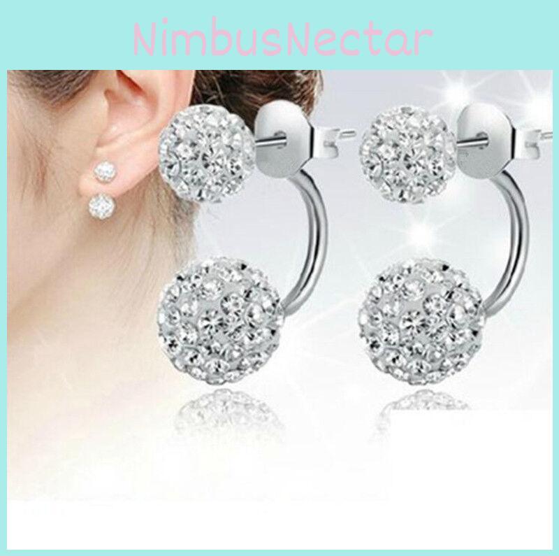 Elegant Double Ball Alloy Crystal Rhinestone Earrings For A Timeless Look