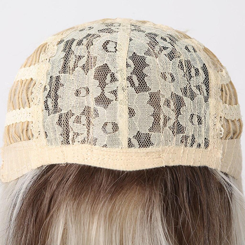 HAIRCUBE Dlouhé vlnité syntetické paruky Světle blond Ombre Paruky pro ženy s ofinou Paruka z přírodního vlasu z tepelně odolných vláken Denní