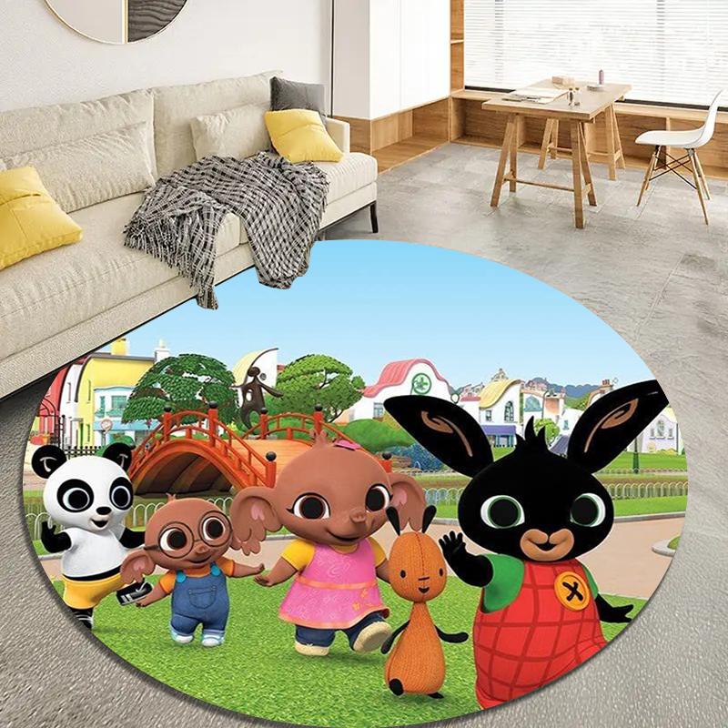 Bing Bunny Round Area Rug,Carpet Rug for Living Room Bedroom Sofa Playroom Decor,Non-slip Floor Mat37