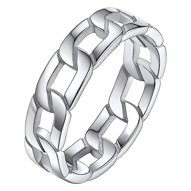 

Huitan Metallic Style Chain Shaped Ring Unisex Daily Wearable Finger Accessories Fashion Versatile Modern Best Sellers Zircon 6