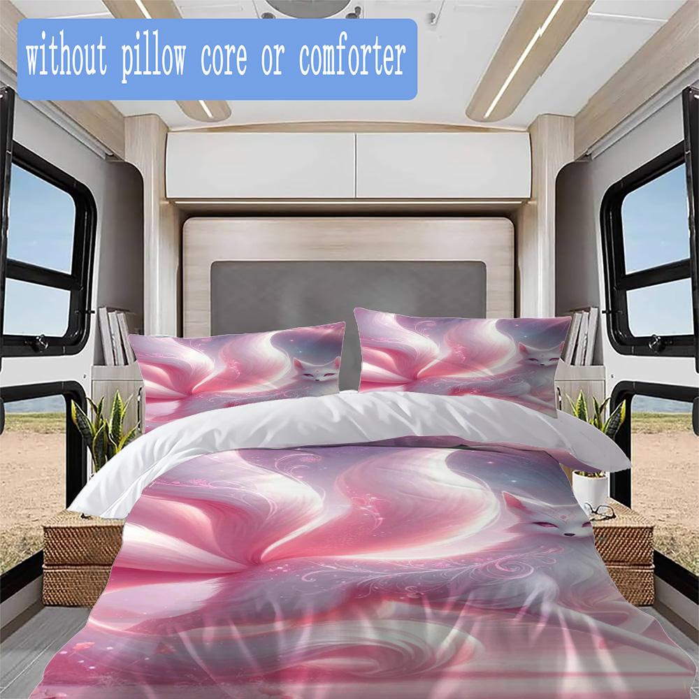 Glamorous Pink Fox Pattern Bedding,Quilt Set Quilt Cover Pillowcase Home Birthday Gift (1*duvet Cover+2*pillowcase,without core)ZSJT0917212