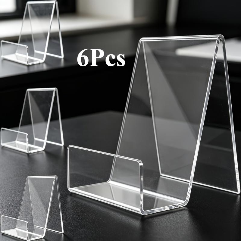 6pcs Transparent Display Stand, Acrylic Office Bookshelf Display Stand, Photo Frame, Brochure, Art Piece, Postcard Display Stand