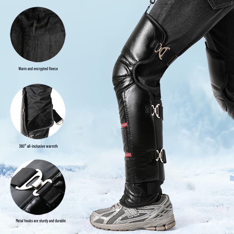 Windproof & Coldproof Electric Motorcycle Knee Pads - Warm, Rainproof, Adjustable, Unisex PU Leg Warmers for Winter Riding