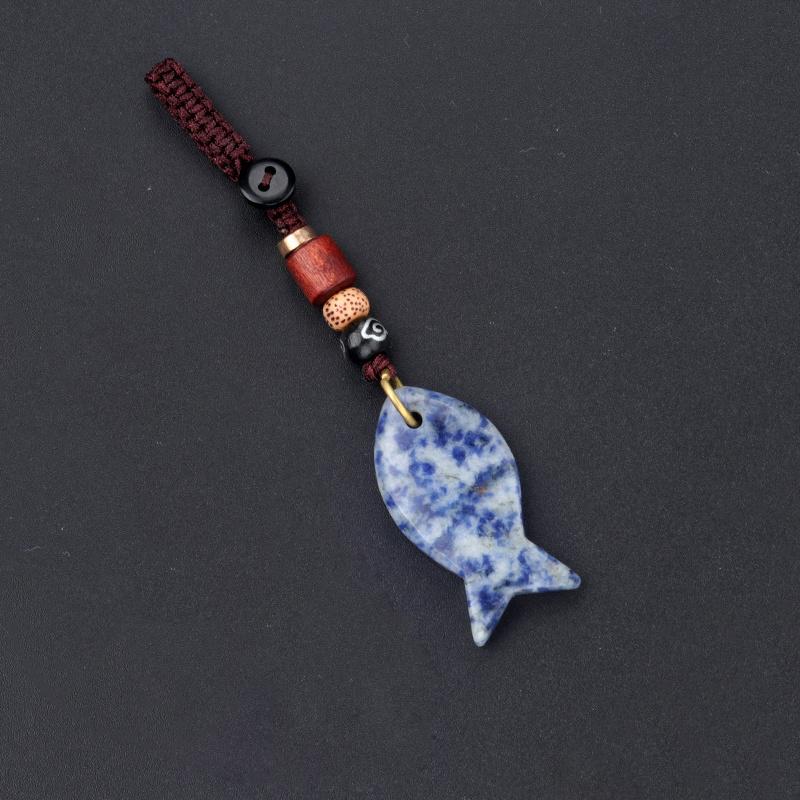 1PC Handmade Fish Keychain Boho Style Keychain Natural Crystal Agate Jewelry Crystal Keychain 38x20mm