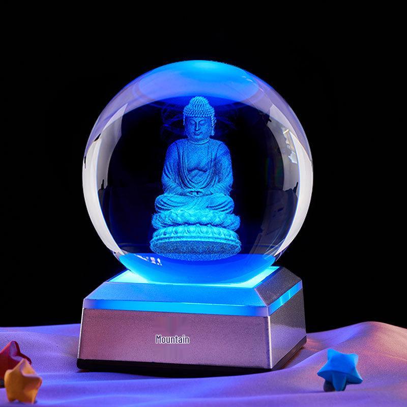Seated Buddha Romantic Crystal Night Light Gift for Girlfriend