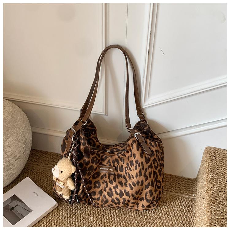 

Вместительная сумка-тоут с контрастной цветной вставкой и универсальным леопардовым принтом, женская повседневная модная сумка через плечо, простая сумка-тоут