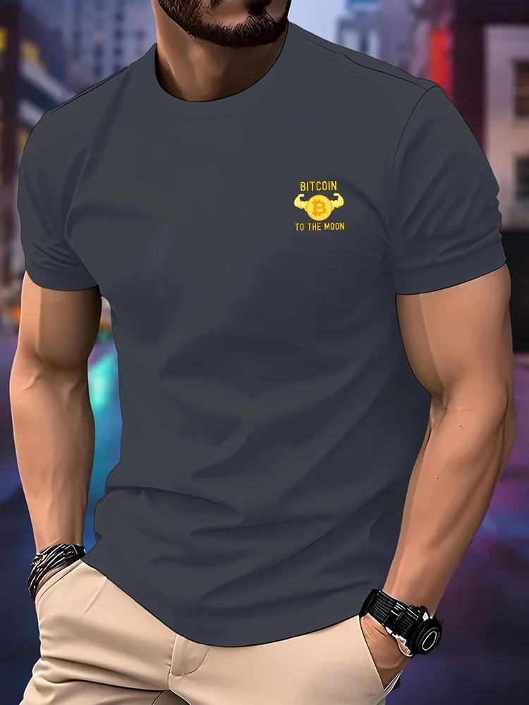 Unisexs Bitcoin To The Moon TShirt Crypto Currency Print ONeck Short Sleeve Casual Streetwear Graphic Tee Tops