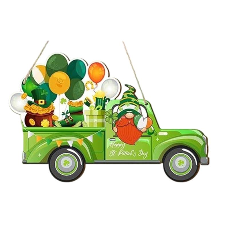 Shamrock Decoration For Patrick's Day Parties With Wooden Frame And Green Leaf Festival Spring Accessory