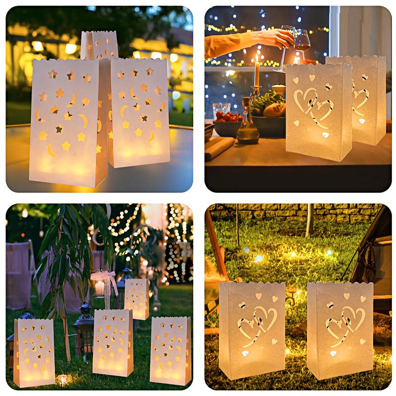 10pcs Hollow Out Halloween Fire-Retardant Candle Bags Parties White Exquisite Multiple Options Available