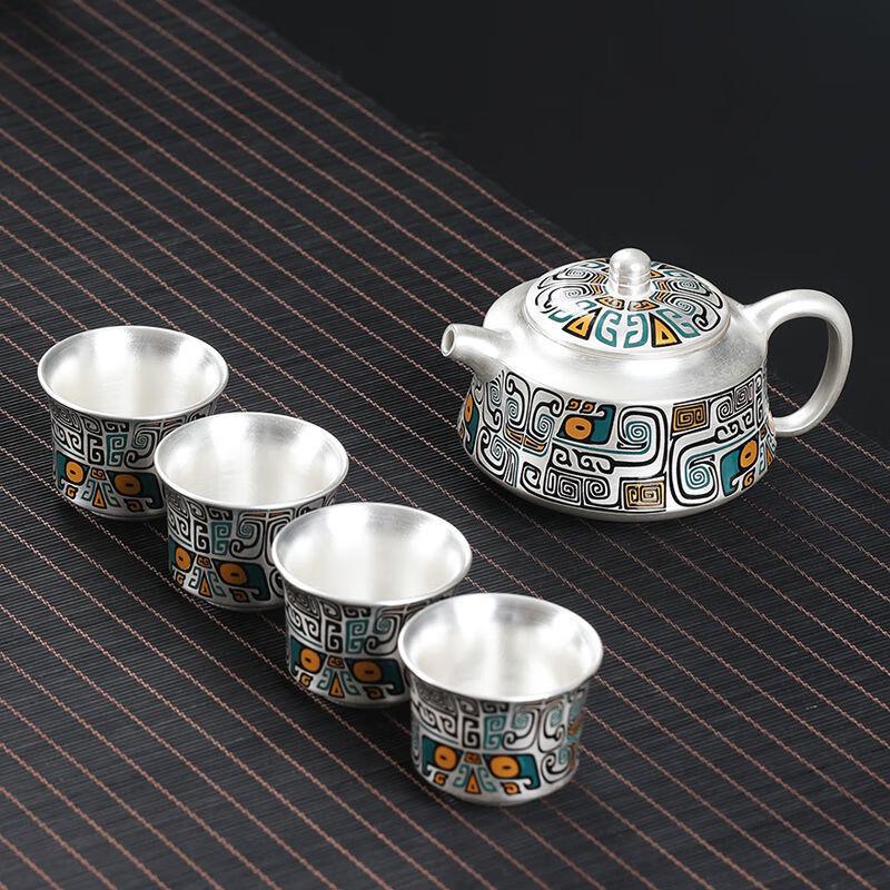 Cha Xun 'Myriad Forms' Gilded Silver Chinese Tea Set