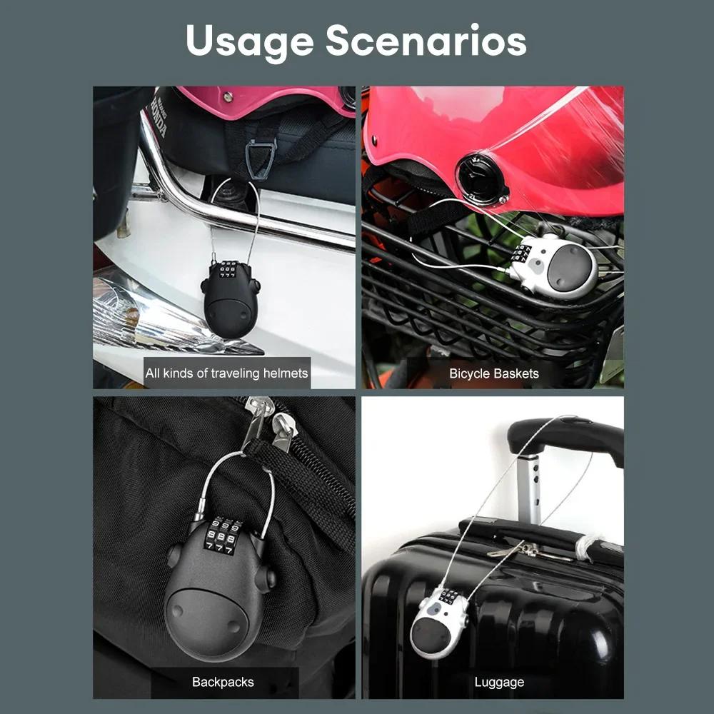 Bicycle Steel Cable Lock Retractable Wire Rope Anti Theft Mini High precision Password Lock Secure Padlock for Suitcase Helmet