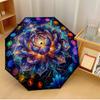 Colorful Psychedelic Flowers Theme Automatic Umbrella Compact 8-Rib Design Sturdy Construction Durable Everyday Carry Umbrella Stylish Accessory