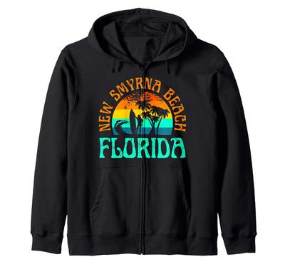 Retro Beach and Surf Design Zip Hoodie
